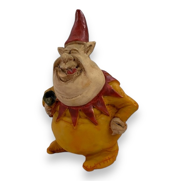 VTG Troll Ogre Laughing Gnome Jester Clown Figure Gnome Folk Art 3.6" OBI Signed - Picture 11 of 16